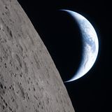 Die Erdegeht hinter dem Mond unter