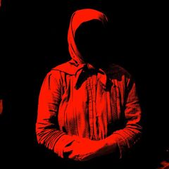 Rot eingefärbte Illustration zeigt eine Frau im Halbdunkeln, umrandet von gezeichneten Blumen