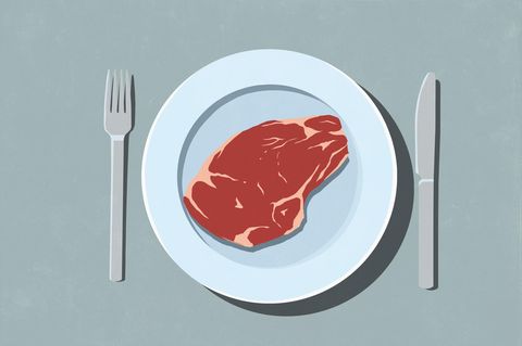 Demenzrisiko: Illustration eines Steaks, das auf einem Teller liegt