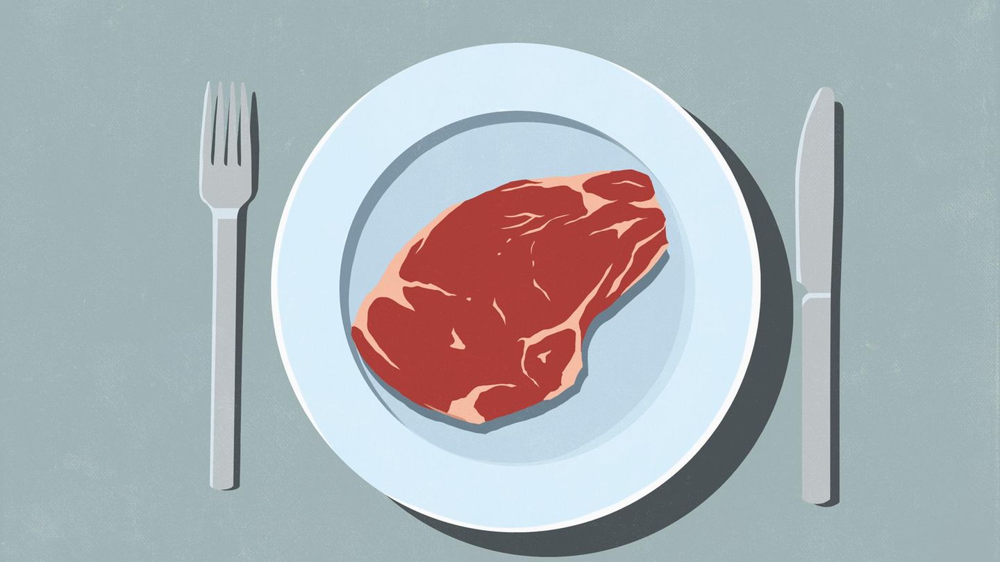 Demenzrisiko: Illustration eines Steaks, das auf einem Teller liegt