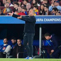 Hansi Flick, Trainer des FC Barcelona, im Champions-League-Spiel gegen Atletico Madrid