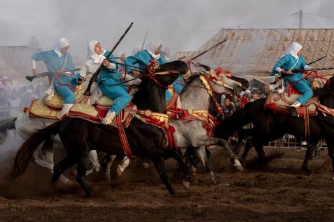 Frauen reiten auf Pferden