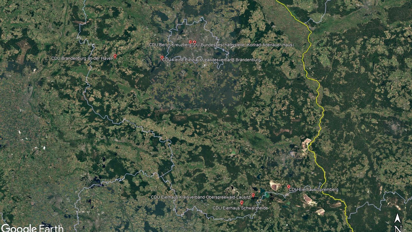 Mehrere CDU-Geschäftsstellen in Brandenburg haben bei Google Maps den Zusatz Eierhaus getragen. Foto: -/Google/dpa