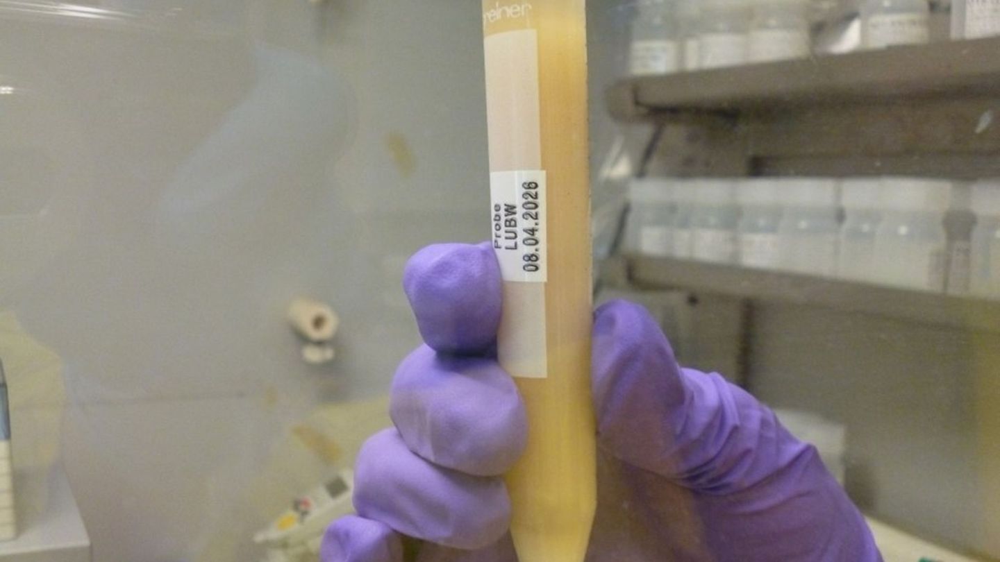 Die verdächtige Substanz - hier ist eine Probe davon zu sehen - wird nun noch weiter von Experten untersucht. Foto: Umweltminist