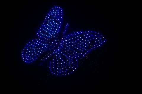 Am Himmel über München leuchtete zum Beispiel ein großer Schmetterling. Foto: Sven Hoppe/dpa