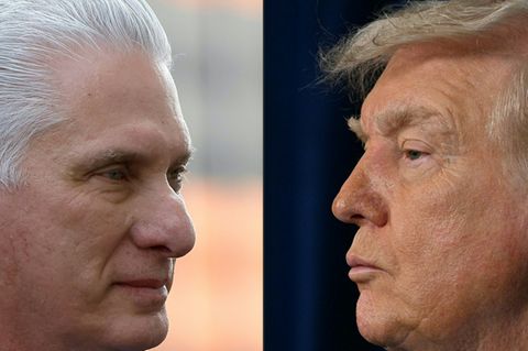 Díaz-Canel (l.) und Trump