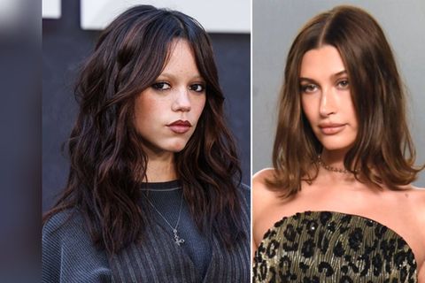 Ob Modern Shag oder Schulterlänge: Jenna Ortega (l.) und Hailey Bieber tragen zwei der Trendfrisuren des Frühlings.