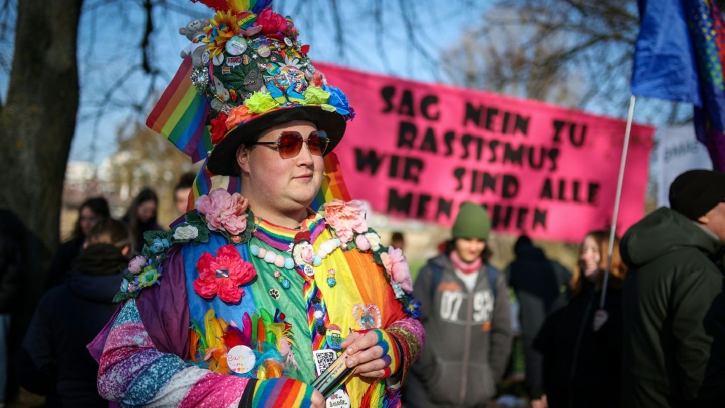 Demonstrant in Magdeburg