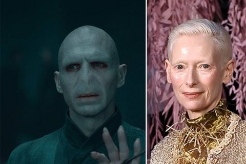 Ralph Fiennes (l.) verkörperte in den Filmen "Lord Voldemort". Er wünscht sich nun Tilda Swinton als Nachfolgerin.