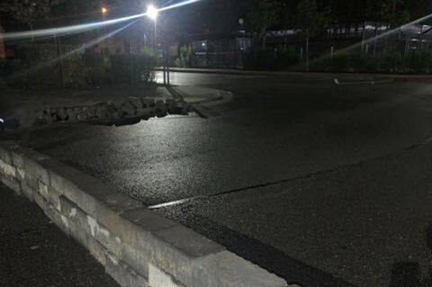 Eine Mauer auf der Fahrbahn des Busbahnhofes einer Schule in Lindhorst hat einen Polizeieinsatz ausgelöst. Foto: -/Polizeiinspek