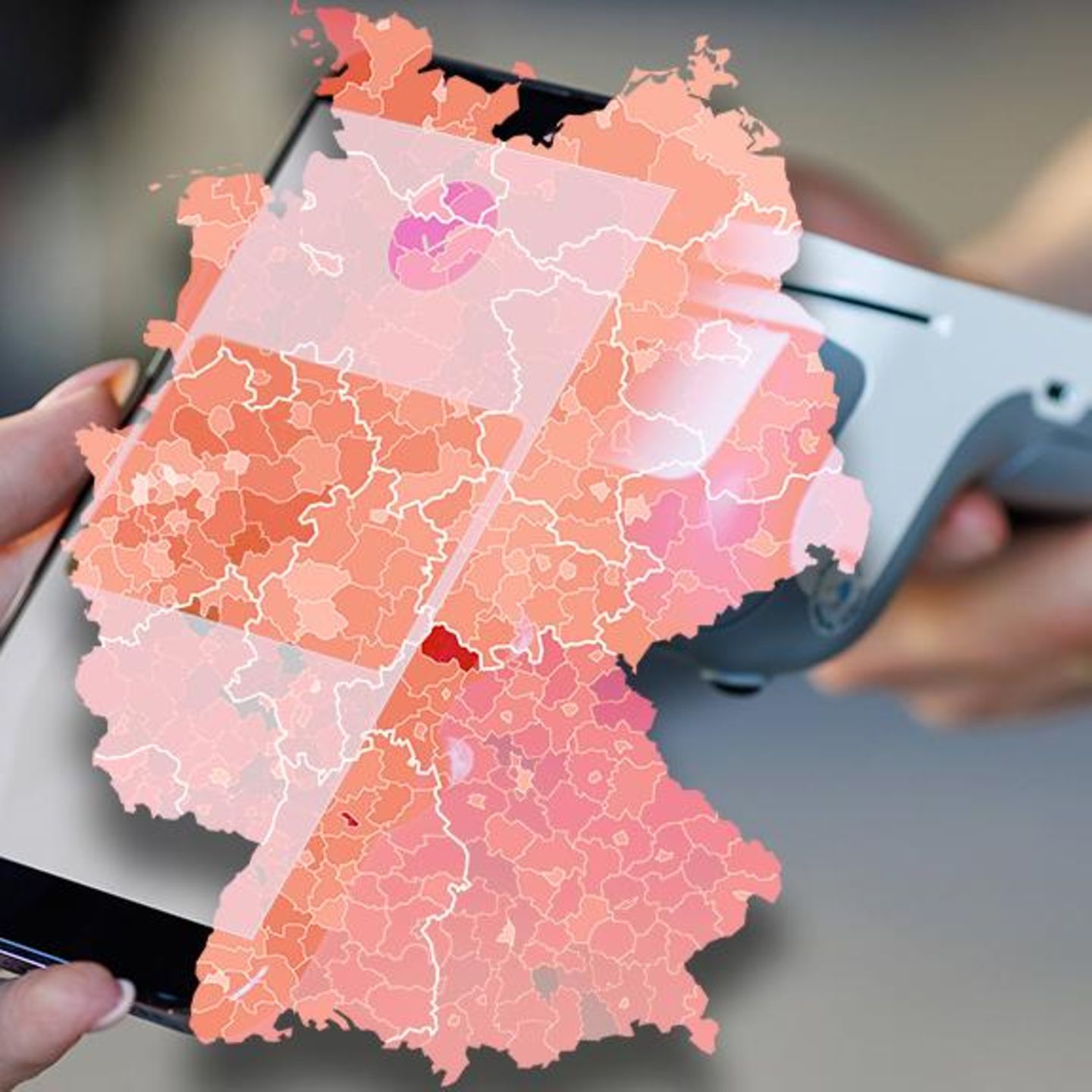 Kaufkraft Deutschland: Symbolbild mit Landkarte