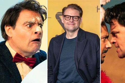 Comedy-Star Max Giermann wie wir ihn kannten (M.) - und wie wir ihn als Bösewicht im "Tatort: Showtime" kennenlernen (l. und r