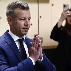 Peter Magyar bei der Wahl in Ungarn