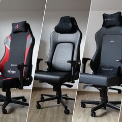 Gamingstuhl Test: Eine Collage aus fünf Gamingstühlen