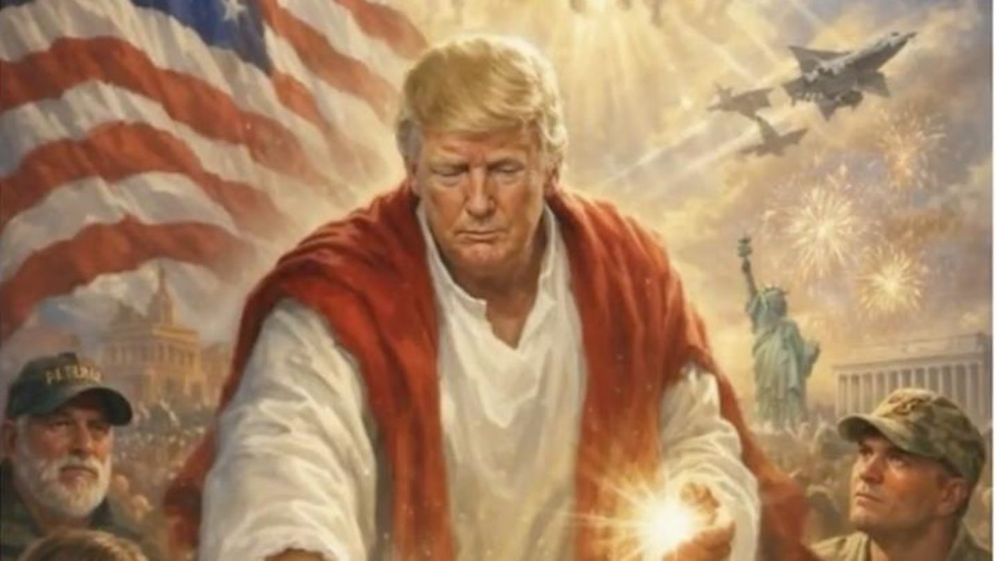 Skurriles Bild : Trump ätzt gegen Papst Leo – und macht sich selbst zum Heiland