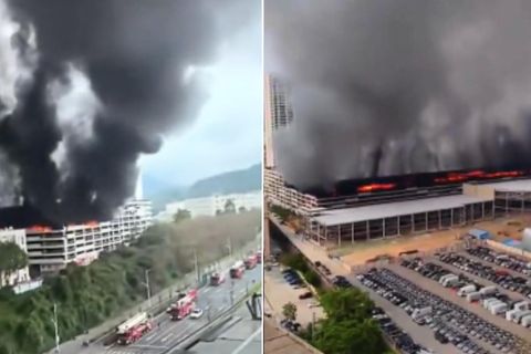 Parkhaus von  BYD in Flammen