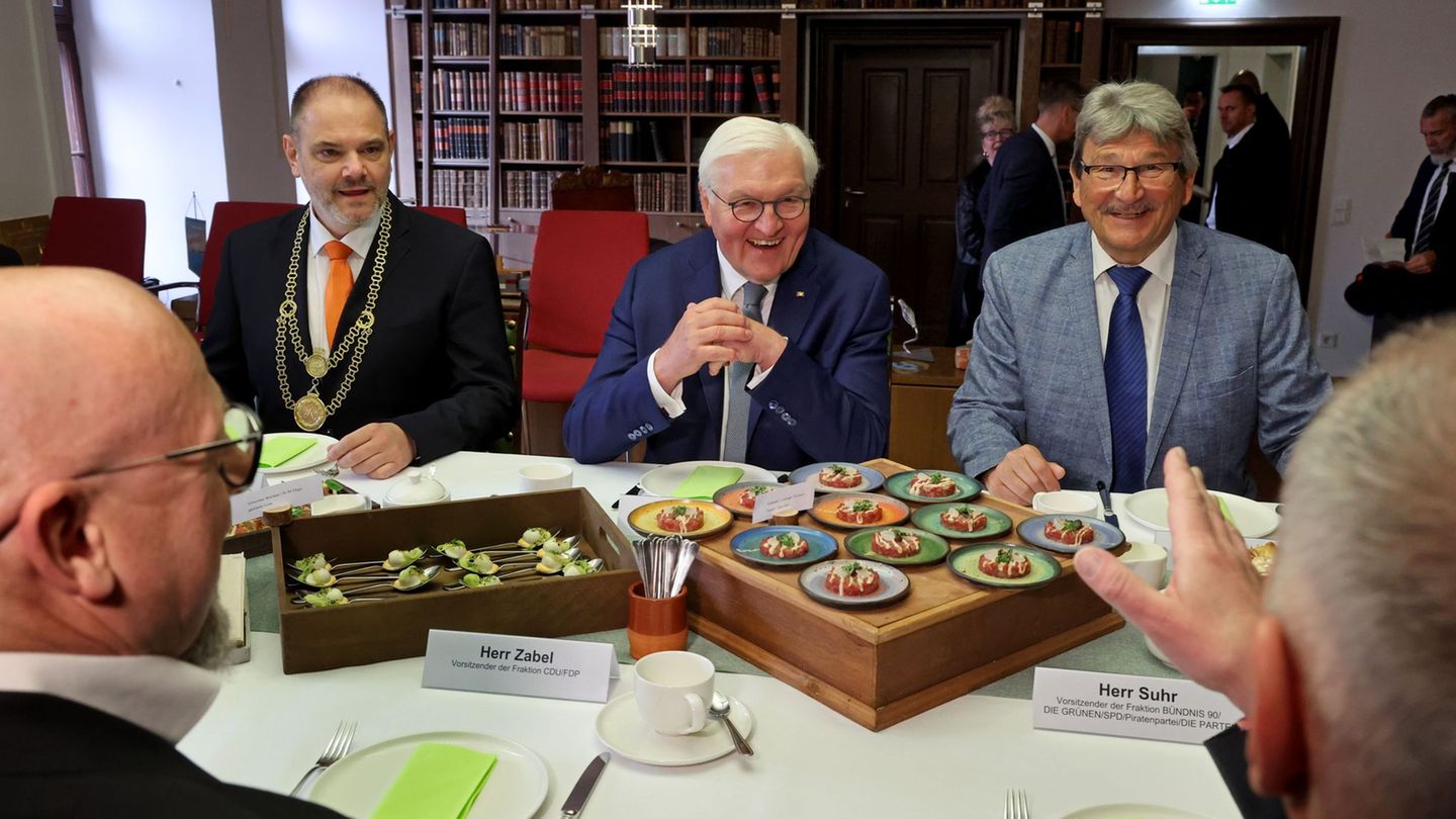 Bei einem Besuch Stralsunds traf sich Bundespräsident Frank-Walter Steinmeier auch mit Kommunalpolitikern. Foto: Bernd Wüstneck/