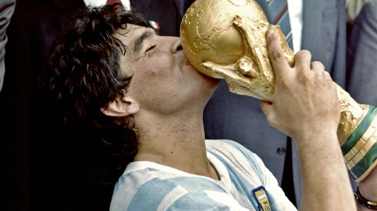 Maradona nach dem Sieg bei der Fußball-WM 1986