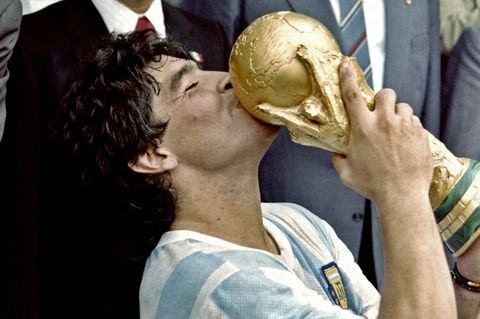 Maradona nach dem Sieg bei der Fußball-WM 1986