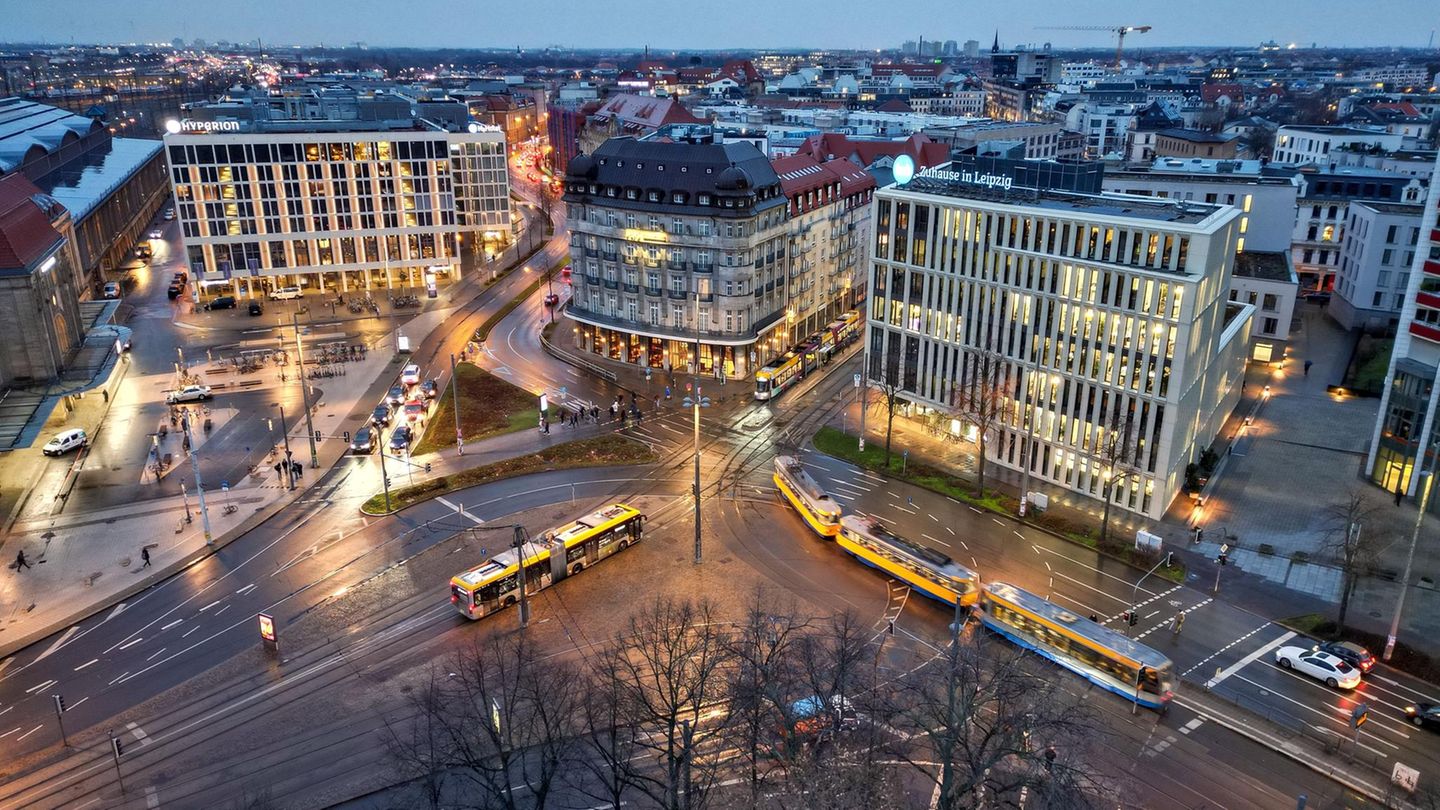 Der Willy-Brandt-Platz in Leipzig