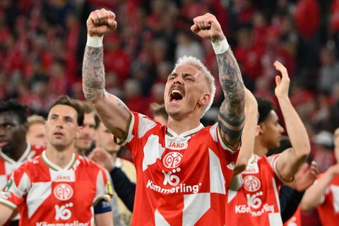 Mainzer Angreifer Phillip Tietz: wieder Torjubel geegen Straßburg? (Archivbild) Foto: Torsten Silz/dpa