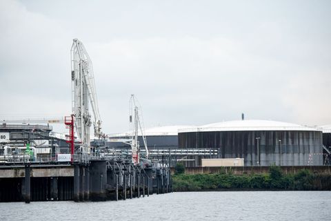 Das neue Importterminal soll im Süden des Hafens entstehen. (Archivbild) Foto: Daniel Bockwoldt/dpa