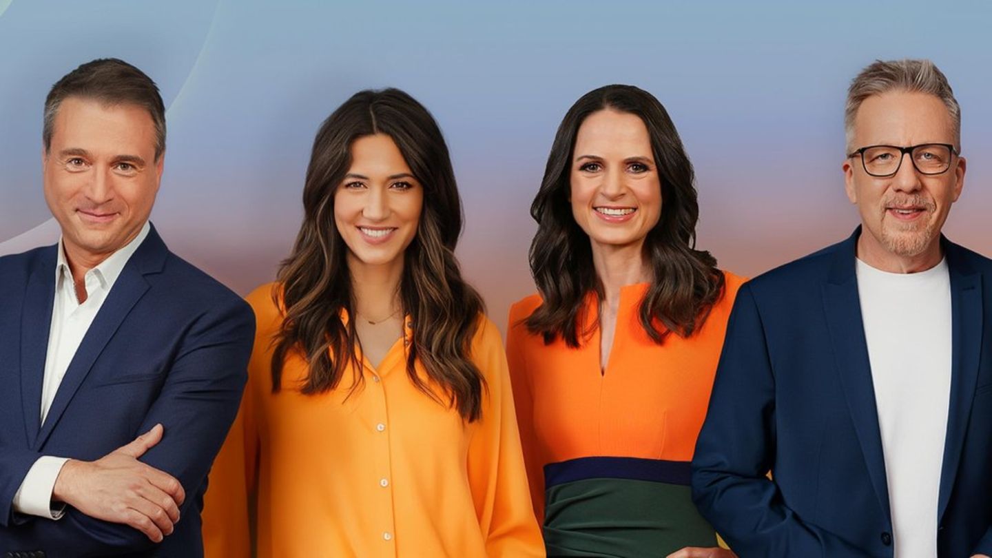 Jörg Boecker von ntv, "Punkt 12"-Moderatorin Sabrina Ilski, ntv-Gesicht Sybille Scharr und Jan Malte Andresen von "Punkt 6" (v