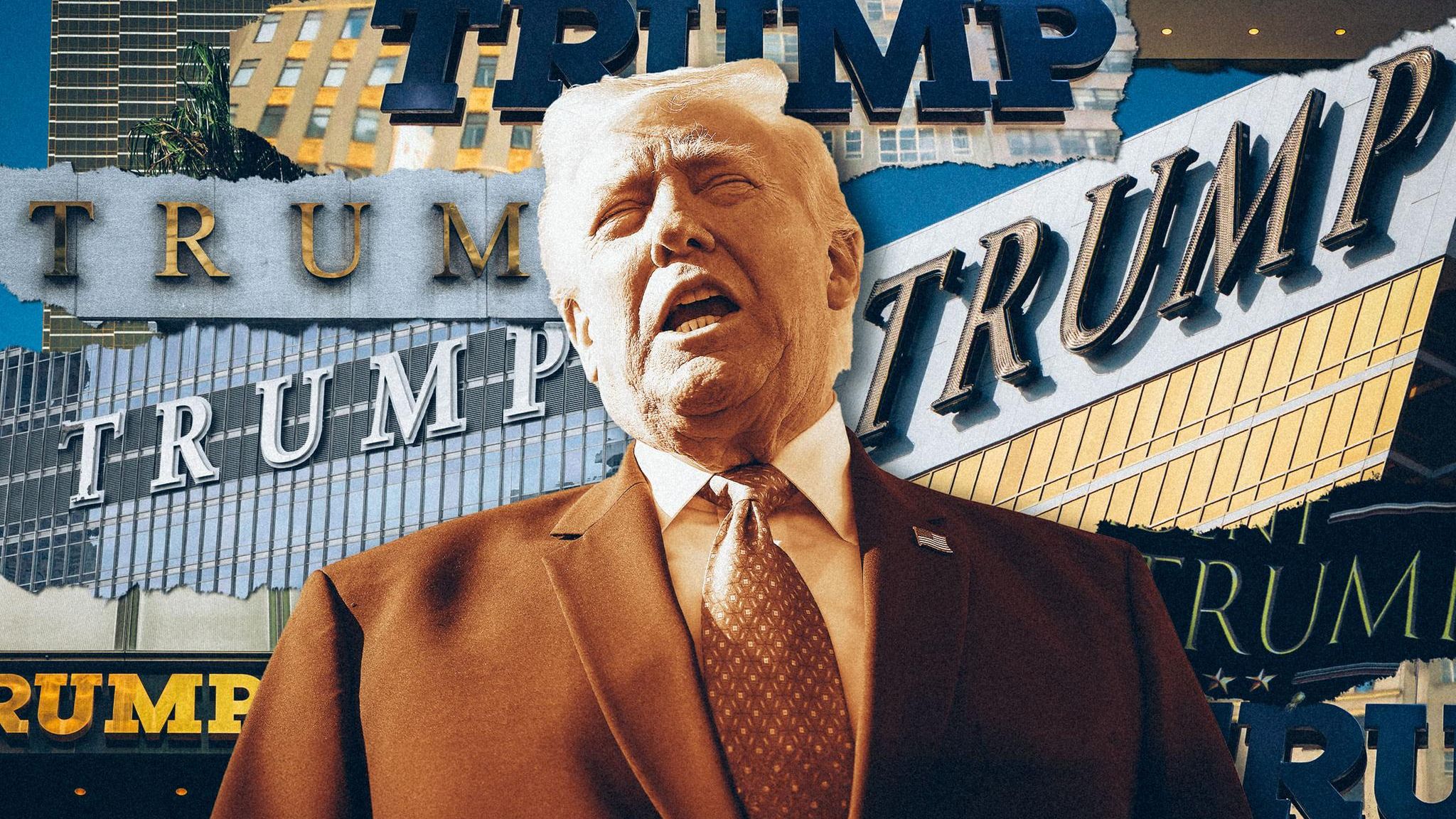 Trump und sein Name, der überall zu sehen ist