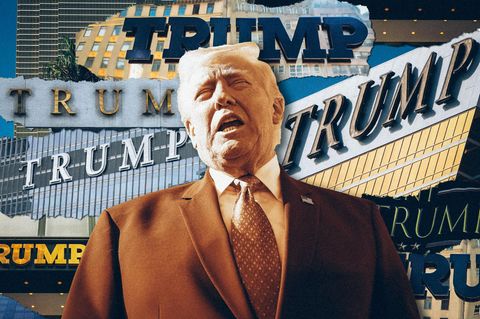 Trump und sein Name, der überall zu sehen ist