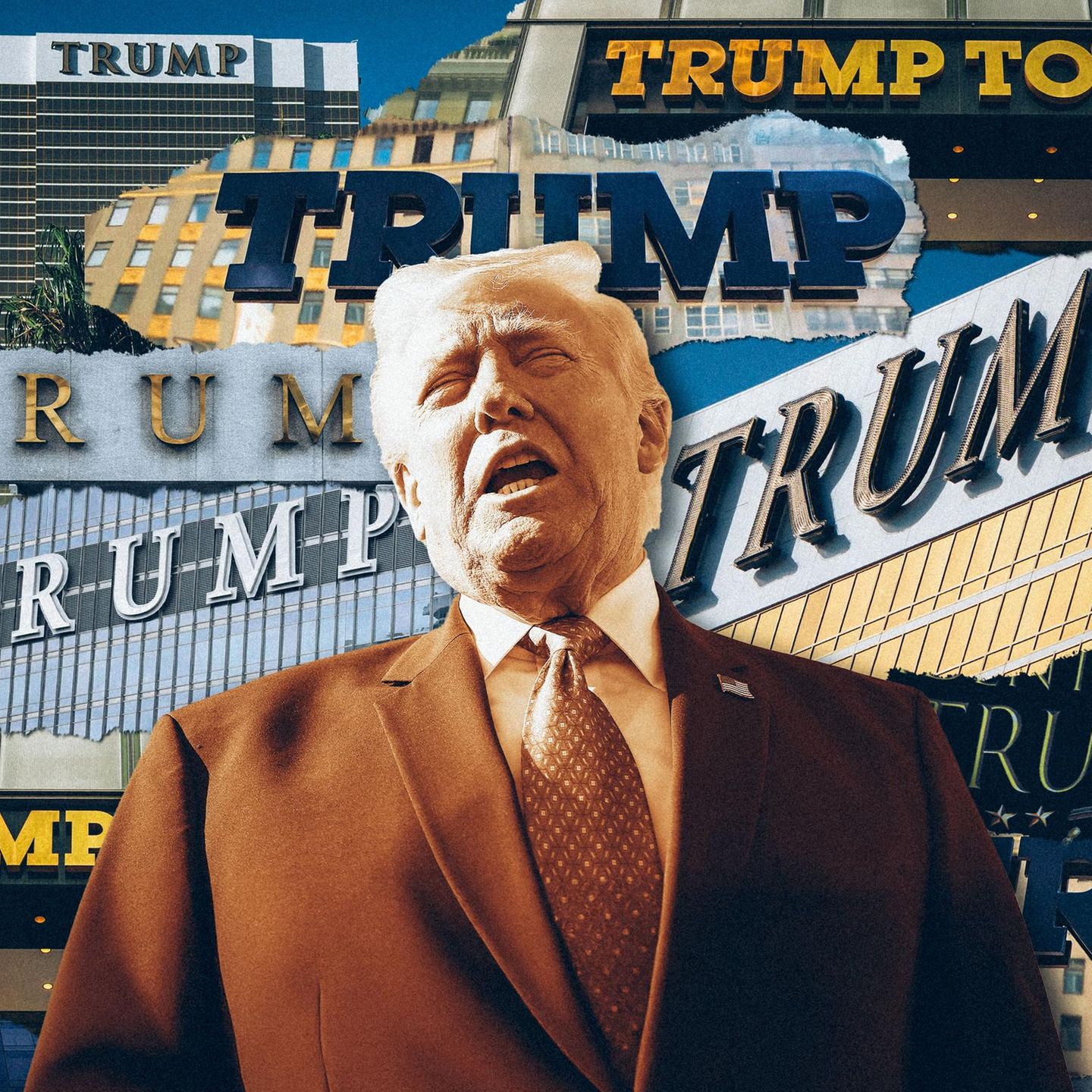 Trump und sein Name, der überall zu sehen ist