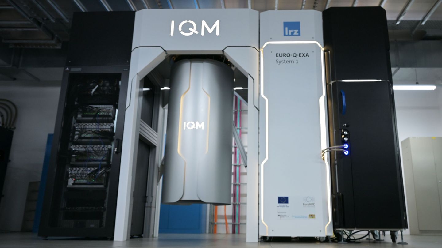 Der europäische Quantencomputer Euro-Q-Exa des finnischen Unternehmens IQM in Garching bei München. In dem Rechner steckt auch d