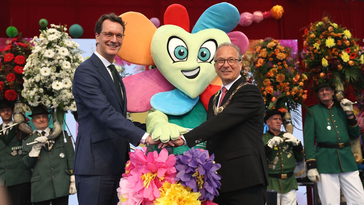 Ministerpräsident Wüst eröffnet die Landesgartenschau. Foto: Oliver Berg/dpa