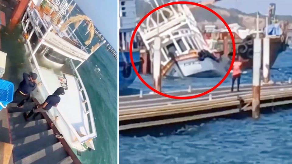 Eine Fähre sinkt in Thailand.