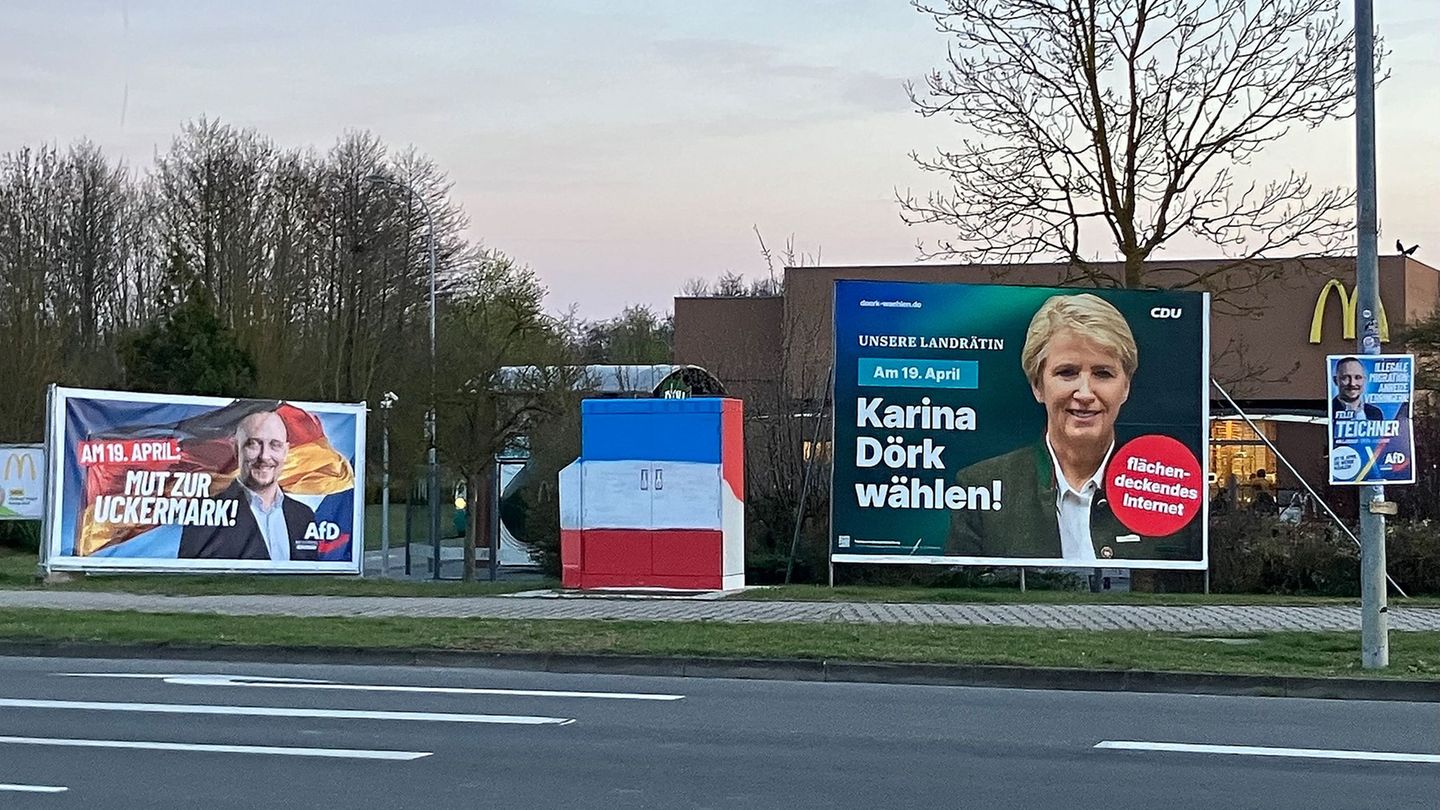Bei der Landratswahl in der Uckermark trifft CDU-Landrätin Karina Dörk auf AfD-Bewerber Felix Teichner. Foto: Monika Wendel/dpa