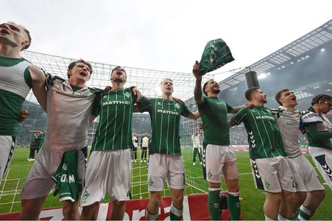 Bremer Jubel nach dem Derbysieg. Foto: Carmen Jaspersen/dpa