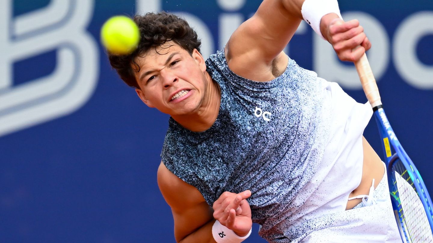 US-Profi Ben Shelton im Münchner Finale gegen Flavio Cobolli aus Italien. Foto: Sven Hoppe/dpa