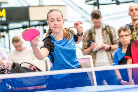 Josephina Neumann steht mit den Tischtennisspielerinnen des TTC Eastside im Finale um die deutsche Meisterschaft. (Archivbild) F