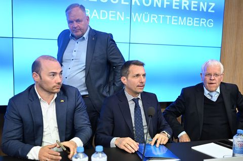 Bislang eher unbekannt, nun der starke Mann der AfD-Fraktion: Martin Rothweiler (M). Foto: Bernd Weißbrod/dpa