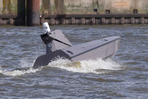 Das Rheinmetall-Drohnenboot ist 8,5 Meter lang. (Archivbild) Foto: Marcus Brandt/dpa