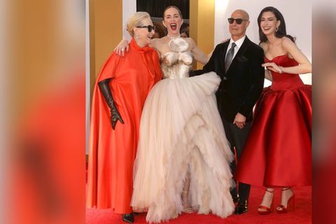 Spaß auf dem roten Teppich: Meryl Streep (v.l.), Emily Blunt, Stanley Tucci und Anne Hathaway.