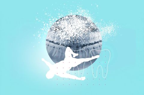 Illustration: müder Mann und entzündete Zähne