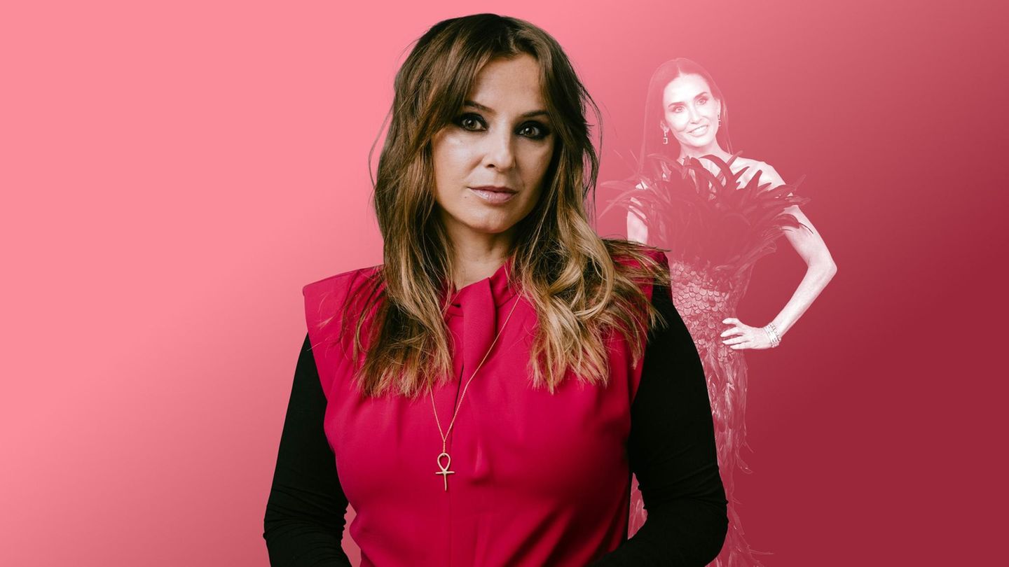 stern-Montage: Jagoda Marinić und eine sehr dünne Demi Moore im Hintergrund