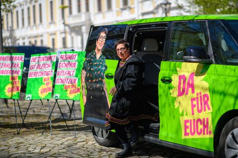 Die Grüne Spitzenkandidatin Susan Sziborra-Seidlitz stellt die Kampagne vor. Foto: Klaus-Dietmar Gabbert/dpa