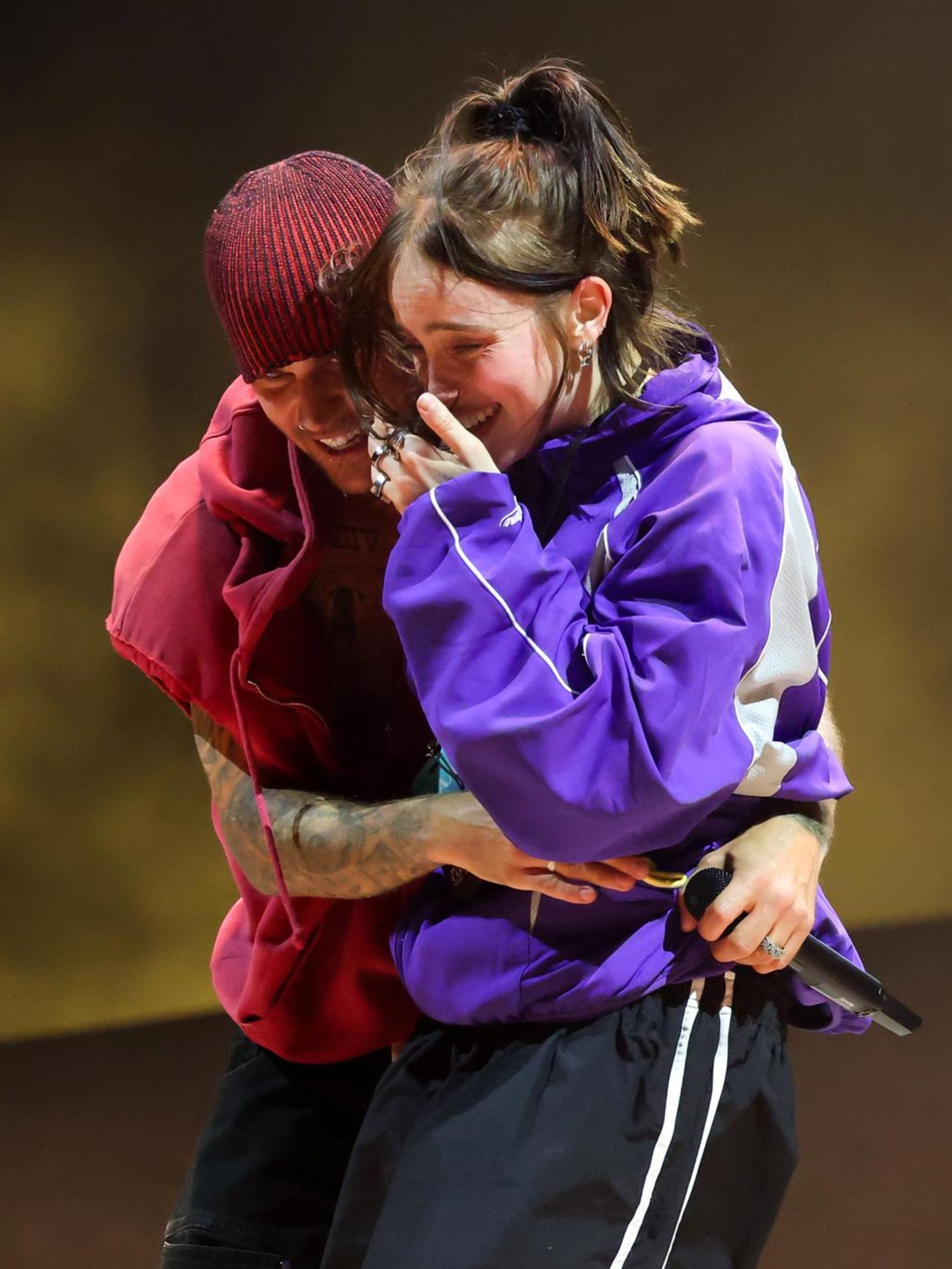 Justin Bieber und Billie Eilish auf der Bühne des Coachella-Festivals