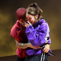 Justin Bieber und Billie Eilish auf der Bühne des Coachella-Festivals