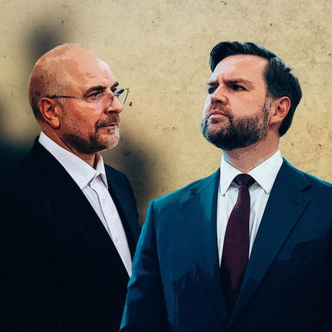 Irans Parlamentssprecher Mohammed Bagher Ghalibaf und US-Vizepräsident J. D. Vance