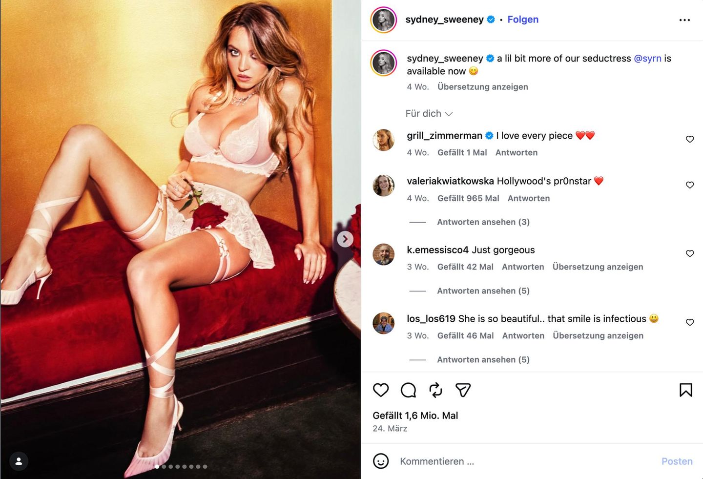 Sydney Sweeney in Unterwäsche