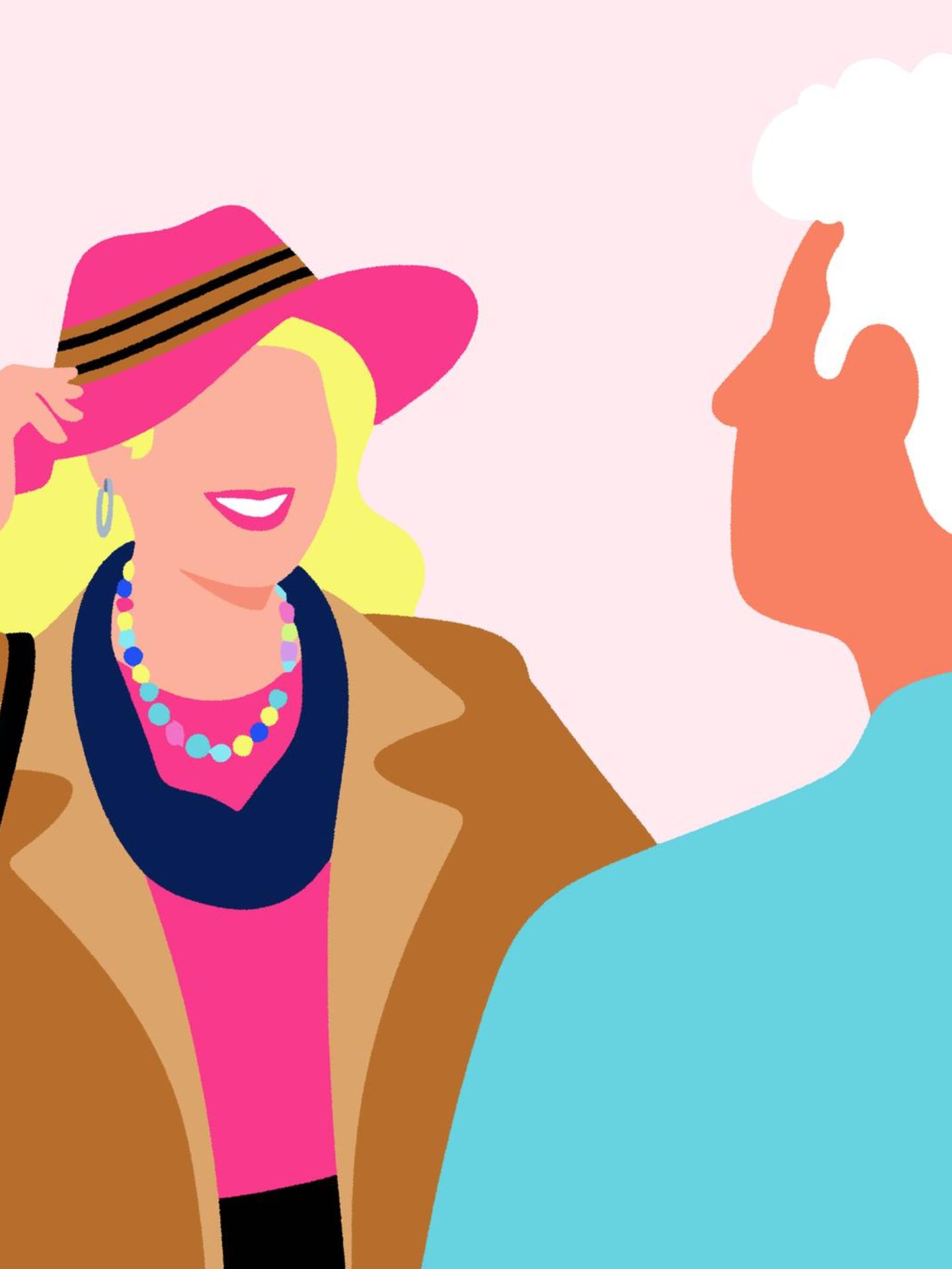 Die Illutration zeigt ein Pärchen beim Flirten