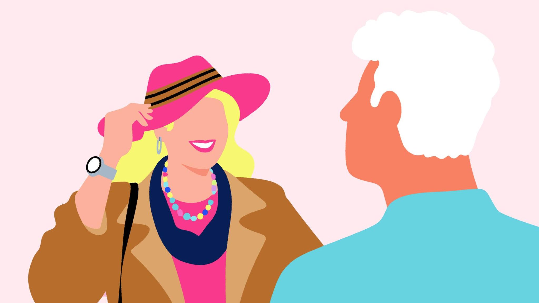 Die Illutration zeigt ein Pärchen beim Flirten