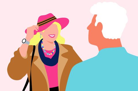 Die Illutration zeigt ein Pärchen beim Flirten